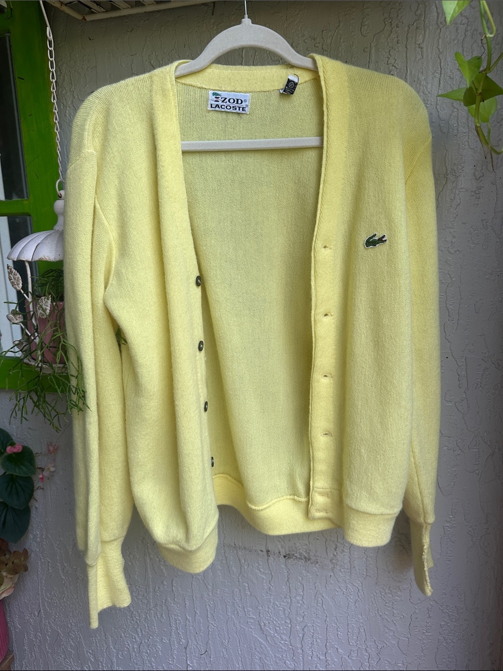 Lacoste Women’s Light Yellow Crocodile Logo Cardigan